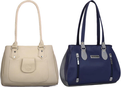 Lazzaroo Women Beige, Blue Shoulder Bag(Pack of: 2)