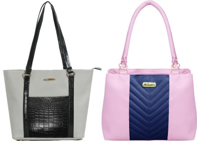 Reprox Women Grey, Pink Hand-held Bag(Pack of: 2)