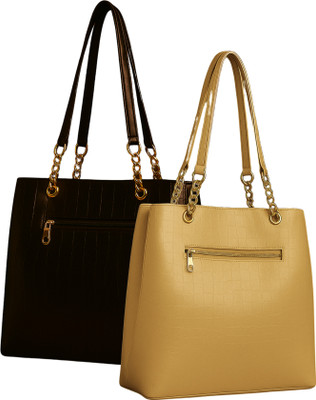 Vedara Women Black, Tan Messenger Bag
