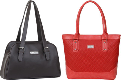 Lazzaroo Women Brown, Red Shoulder Bag(Pack of: 2)