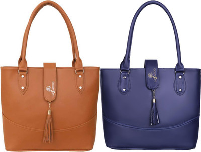 Lazzaroo Women Tan, Blue Shoulder Bag(Pack of: 2)