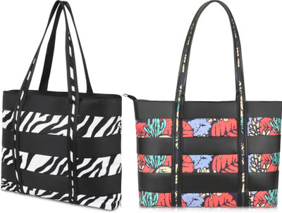 M R ALKA Women Black, Black Handbag(Pack of: 2)