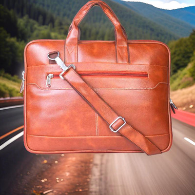 JairaJ Unisex Synthetic Leather Laptop Shoulder Messenger Bag men women Waterproof Messenger Bag(Tan, 686 L)
