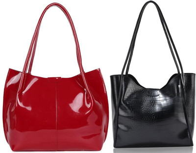 Trendycraft Women Red, Black Handbag(Pack of: 2)