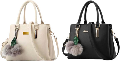 khatushyam collection Women White, Black Messenger Bag(Pack of: 2)