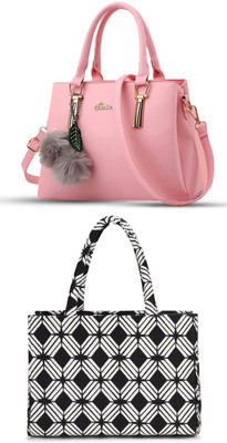 KSC Women Pink, White Handbag