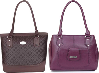 Lazzaroo Women Brown, Purple Shoulder Bag(Pack of: 2)