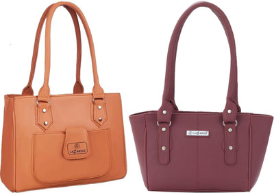 Lazzaroo Women Tan, Maroon Shoulder Bag(Pack of: 2)