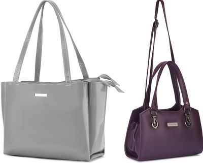Trendycraft Women Grey, Purple Shoulder Bag(Pack of: 2)