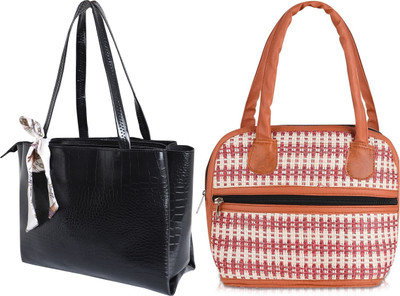HBC Women Black, Brown Shoulder Bag(Pack of: 2)