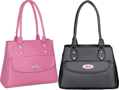 semiize Women Pink, Black Shoulder Bag(Pack of: 2)