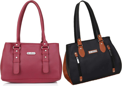 Lazzaroo Women Red, Black Shoulder Bag(Pack of: 2)