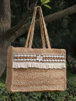 Anekaant Women Beige, White Tote