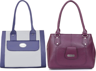 Lazzaroo Women Grey, Purple Shoulder Bag(Pack of: 2)