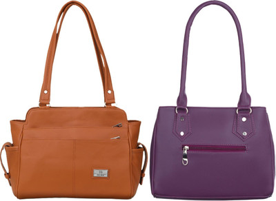 Lazzaroo Women Tan, Purple Shoulder Bag(Pack of: 2)