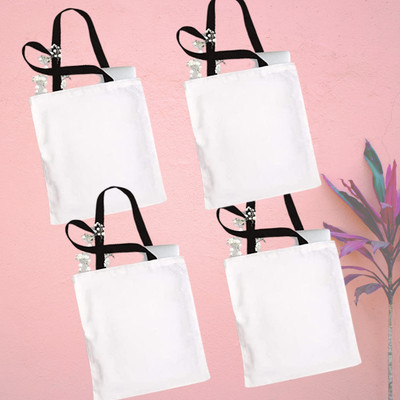 prageet Women White Tote(Pack of: 4)