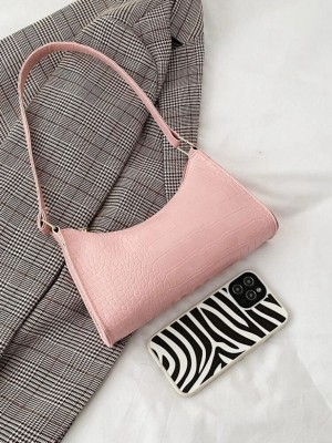 LIKE STYLE Pink Sling Bag L.S-222-SLNBG-CHND-SHPE-CROCO-PNK@@_12