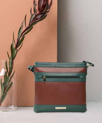 Caprese Men & Women Green Sling Bag