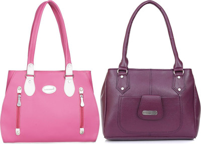 Lazzaroo Women Pink, Purple Shoulder Bag(Pack of: 2)