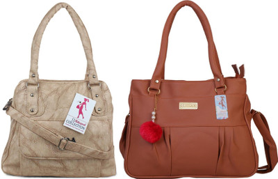MSK Collection Women Beige, Tan Messenger Bag(Pack of: 2)