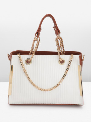 Mast & Harbour Women White, Tan Hand-held Bag