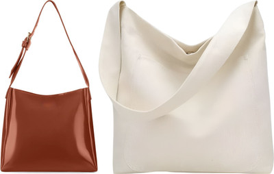 Trendycraft Women Tan, White Shoulder Bag(Pack of: 2)