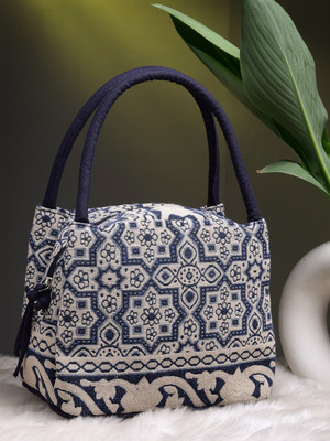 Anekaant Women Beige, Blue Hand-held Bag