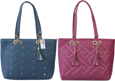 MSK Collection Women Blue, Pink Messenger Bag(Pack of: 2)