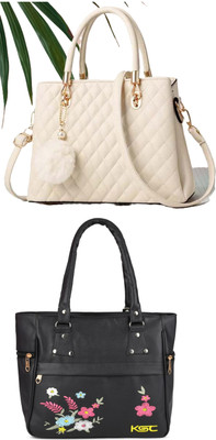 Plama Women White, Black Handbag