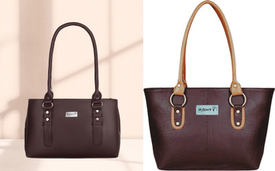 Ronty Women Brown, Brown Shoulder Bag(Pack of: 2)