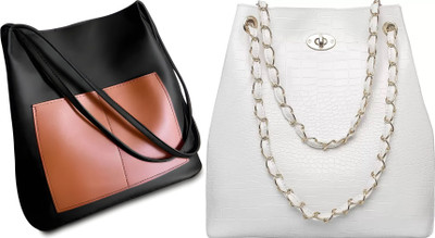 Trendycraft Women Black, White Shoulder Bag(Pack of: 2)