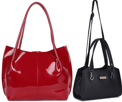 Trendycraft Women Red, Black Handbag(Pack of: 2)