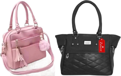 Reprox Women Pink, Black Hand-held Bag(Pack of: 2)