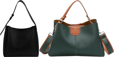 Trendycraft Women Green, Black Sling Bag(Pack of: 2)