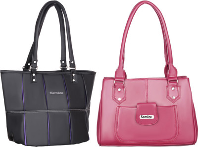 semiize Women Maroon, Black Shoulder Bag(Pack of: 2)