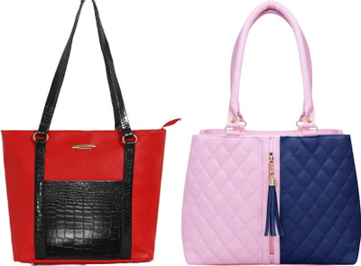 Reprox Women Red, Pink Hand-held Bag(Pack of: 2)