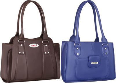 semiize Women Blue, Brown Shoulder Bag(Pack of: 2)