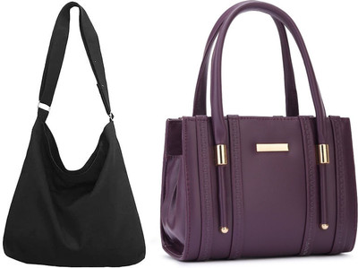 Trendycraft Women Black, Purple Sling Bag(Pack of: 2)