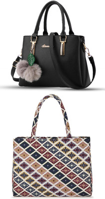 Plama Women Black, White Handbag