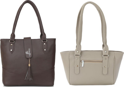 Lazzaroo Women Brown, Beige Shoulder Bag(Pack of: 2)