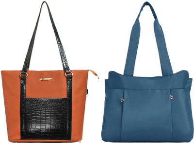 Zaxcer Women Tan, Maroon Handbag(Pack of: 2)