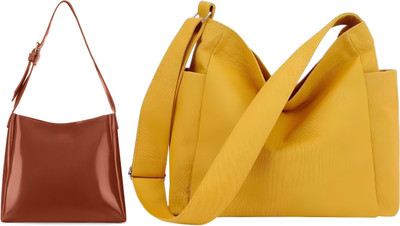 Trendycraft Women Yellow, Tan Shoulder Bag(Pack of: 2)