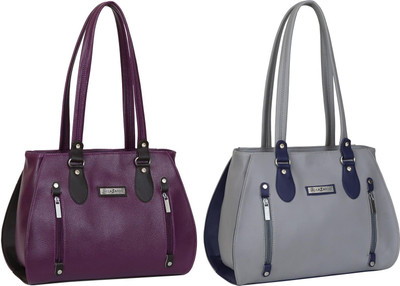 Lazzaroo Women Purple, Grey Shoulder Bag(Pack of: 2)
