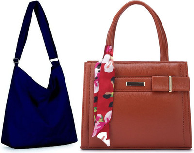 Trendycraft Women Tan, Blue Handbag(Pack of: 2)