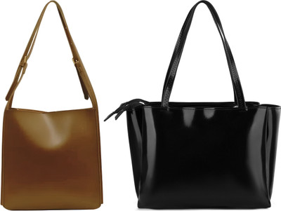 Trendycraft Women Black, Brown Shoulder Bag(Pack of: 2)