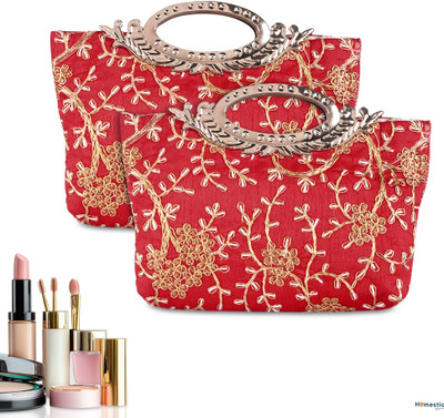 HOMESTIC Women Maroon Handbag(Pack of: 2)