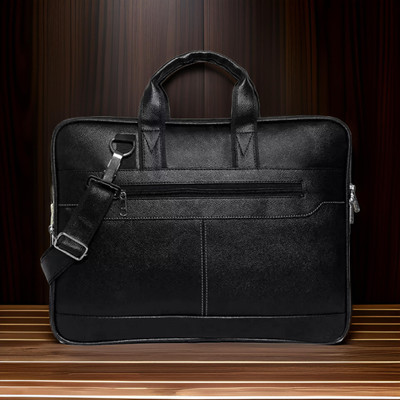 JairaJ Unisex Synthetic Leather Laptop Shoulder Messenger Bag men women Waterproof Messenger Bag(Black, 765 L)