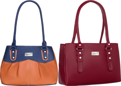 Ronty Women Maroon, Tan, Blue Handbag