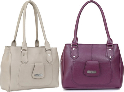 Lazzaroo Women White, Purple Shoulder Bag(Pack of: 2)