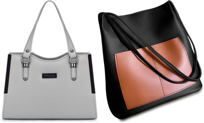 Trendycraft Women Black, Grey Shoulder Bag(Pack of: 2)